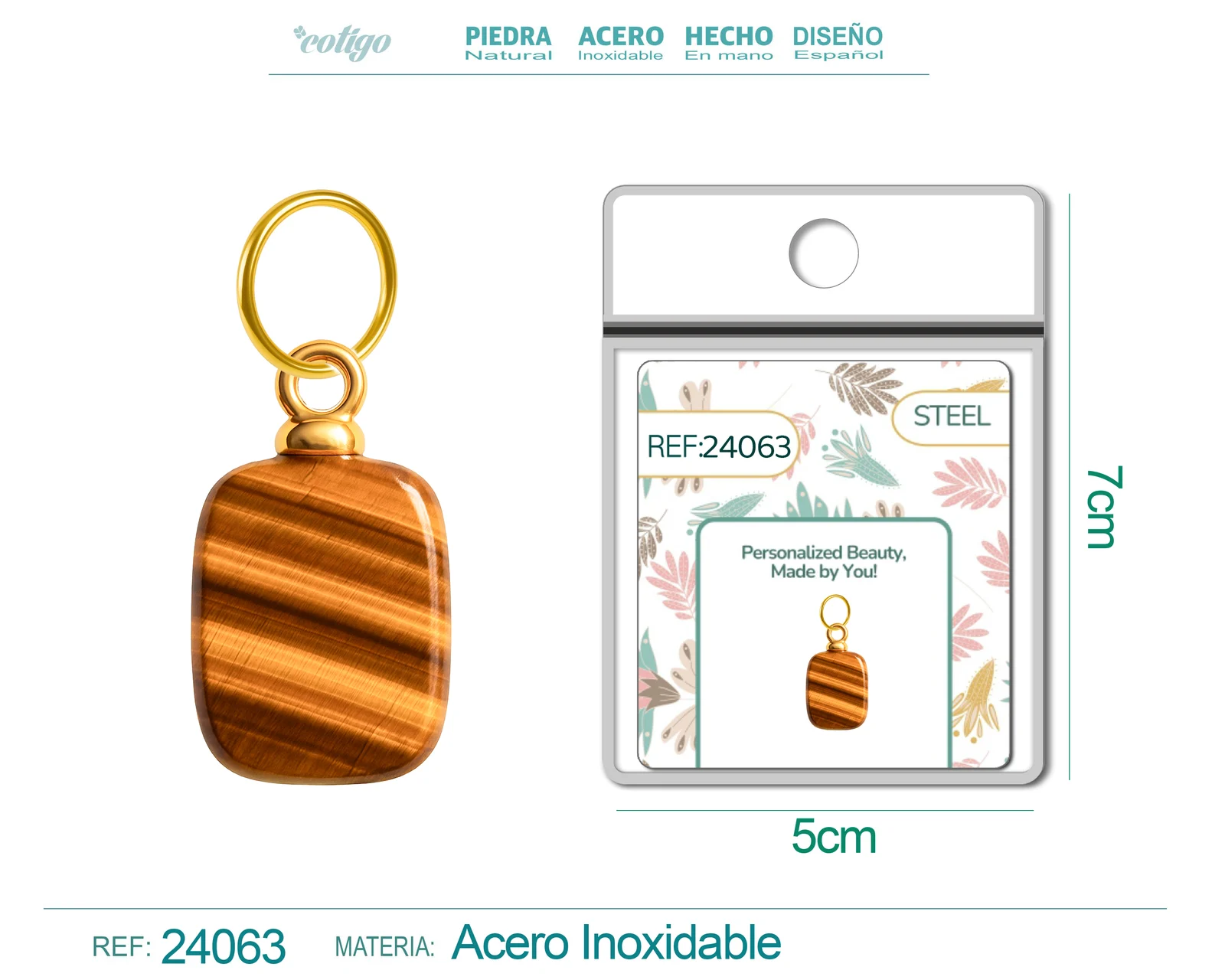 CHARM ACERO DORADO CHAPADO ORO 14 K