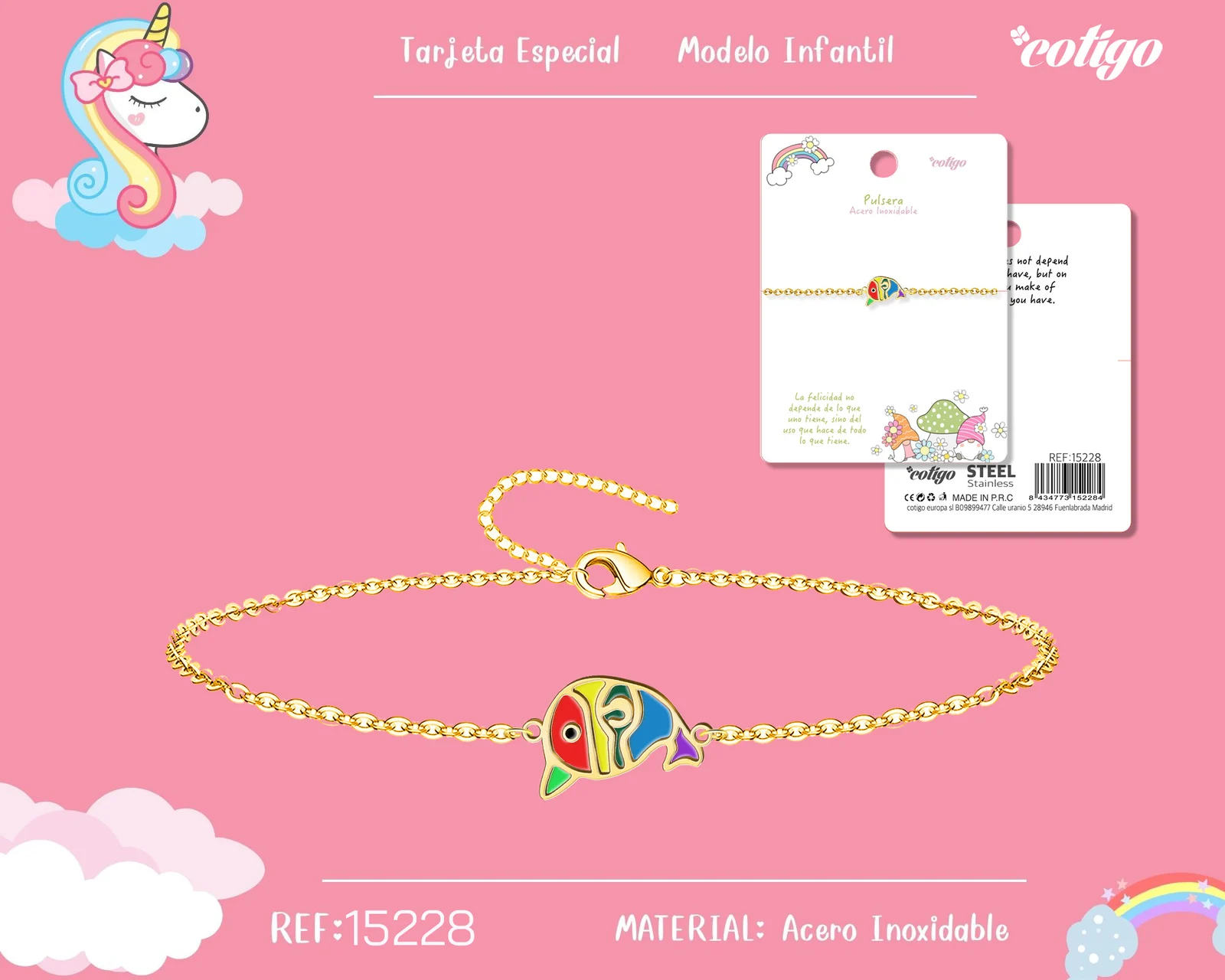 PULSERA DE NIÑA ACERO COLOR DORADO