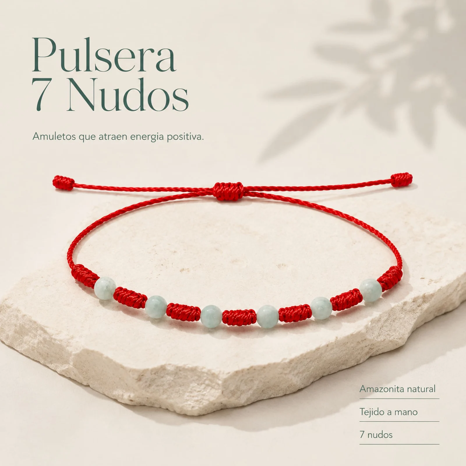 PULSERA 7 NUDOS CON  AMAZONITA 4MM
