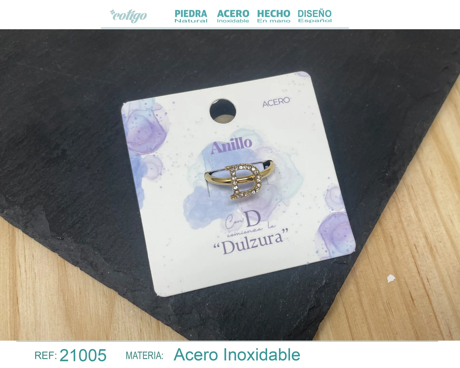 ANILLO D ACERO COLOR DORADO