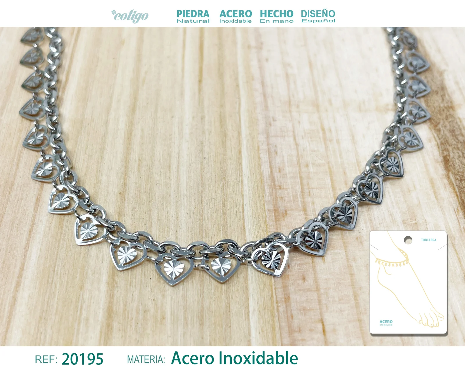 TOBILLERA ACERO COLOR PLATEADO