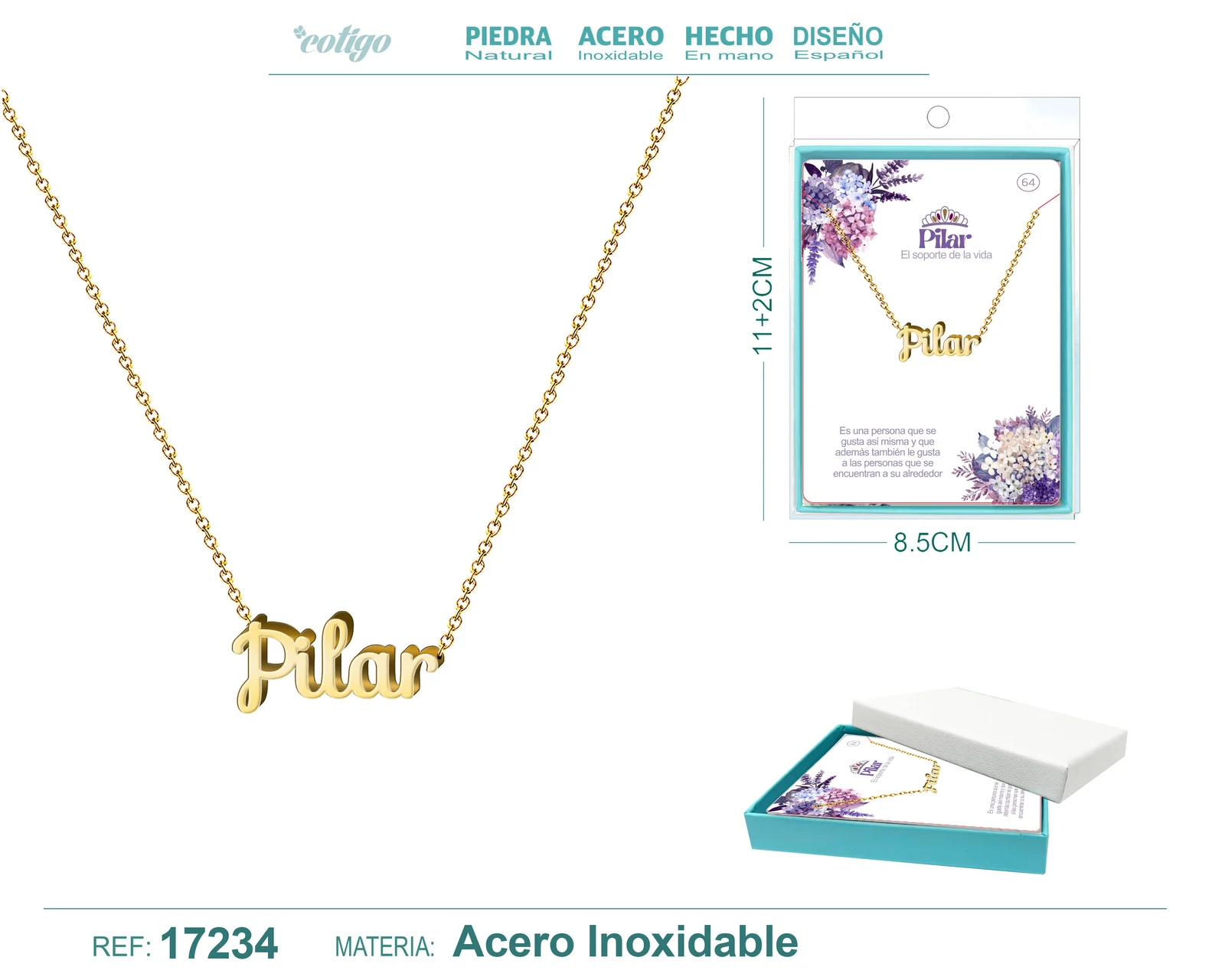 COLLAR PILAR ACERO COLOR DORADO