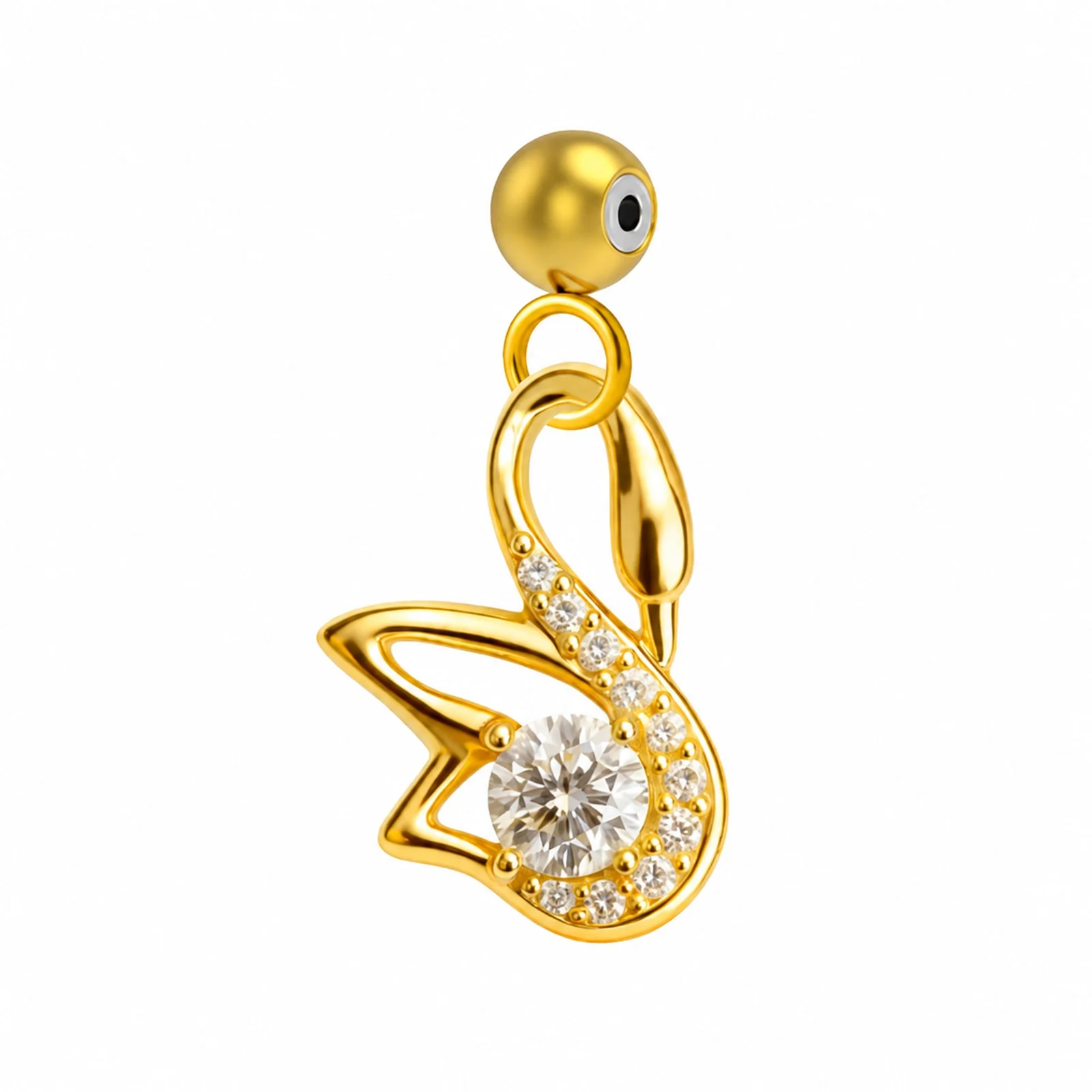 CHARM DE COBRE CHAPADO ORO 14K CON CIRCONITA-CON BOLA DE GOMA