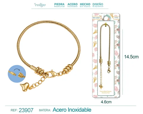 PULSERA DE CADENA ACERO COLOR DORADO PARA CHARM