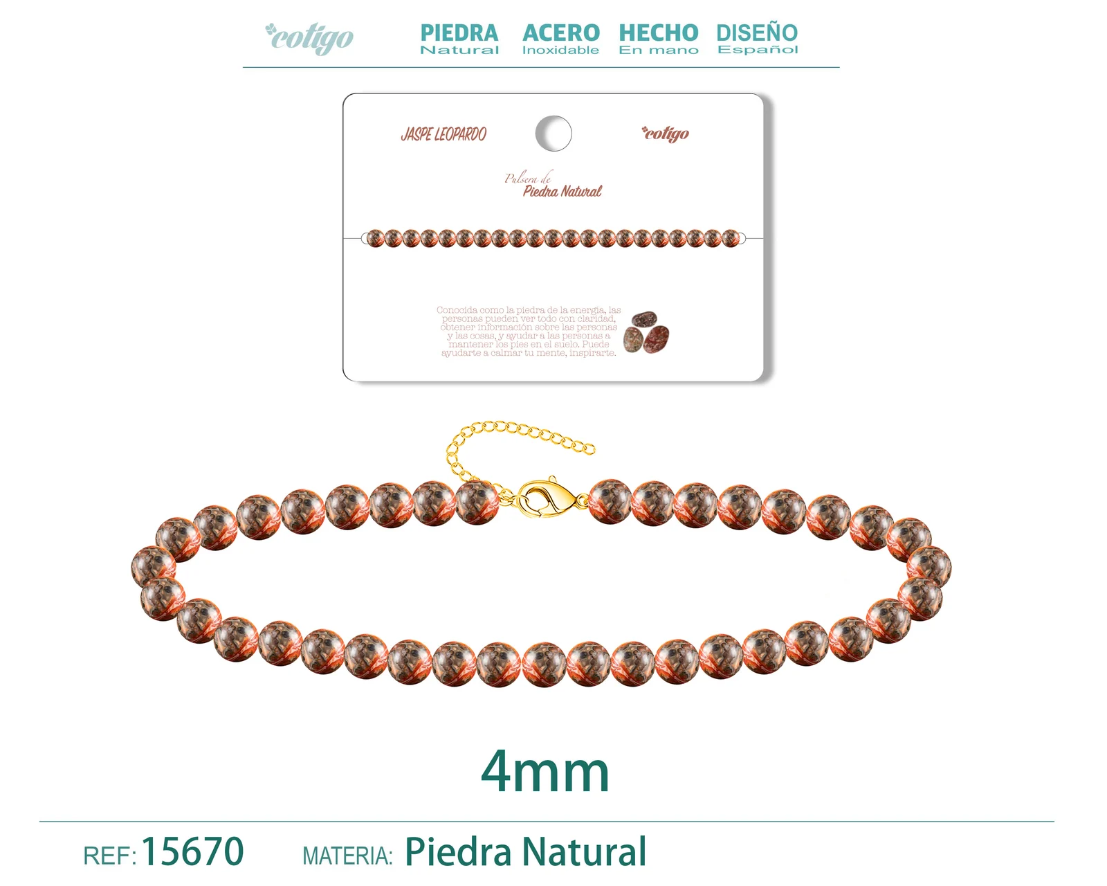 PULSERA JASPE LEOPARDO 4MM