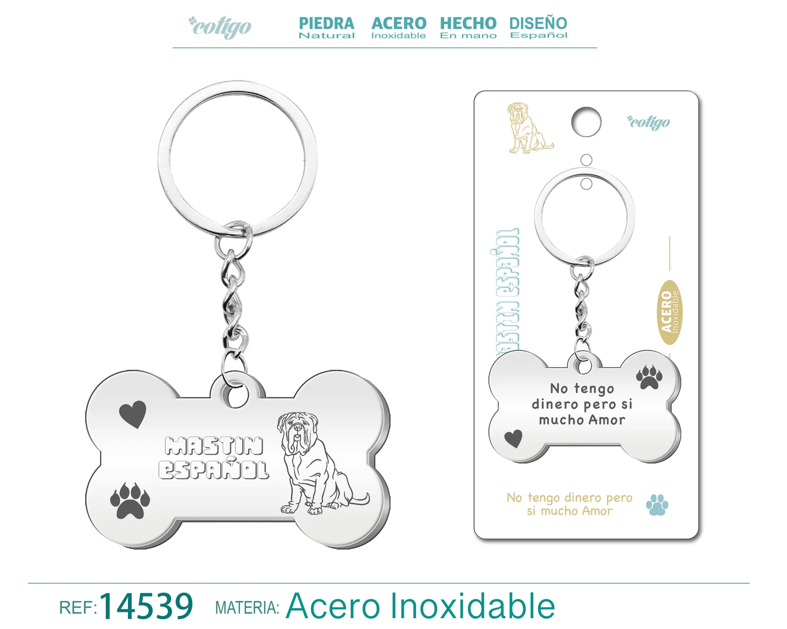 LLAVERO ACERO DE PERRO MASTIN ESPAÑOL