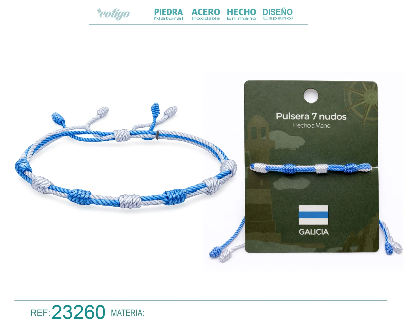 PULSERA 7 NUDOS DE BANDERA DE  GALICIA