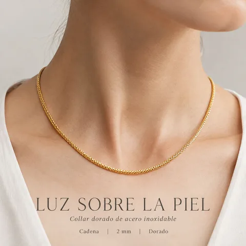 COLLAR DE CADENA ACERO DORADO