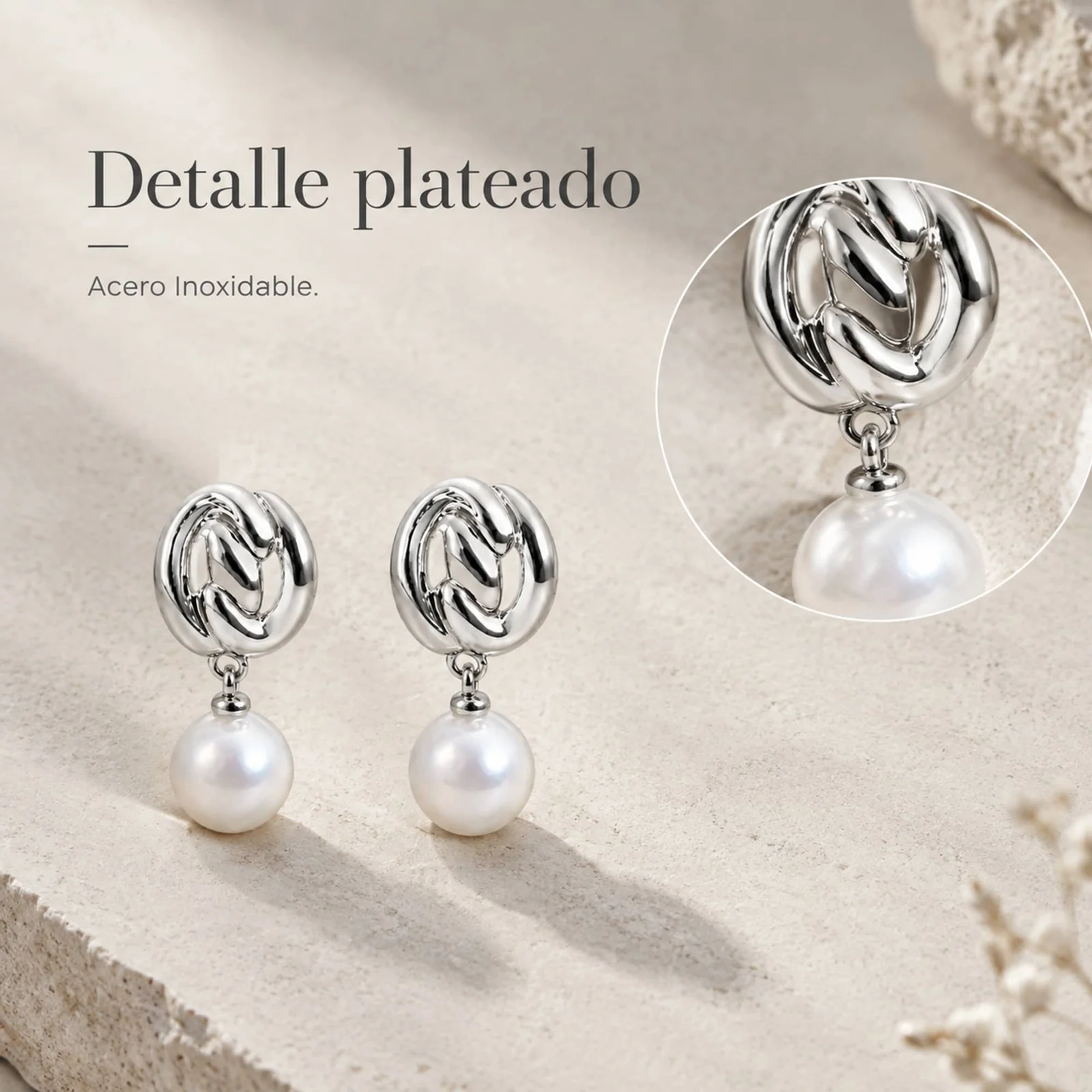 Pendiente Acero Inoxidable color Plateado