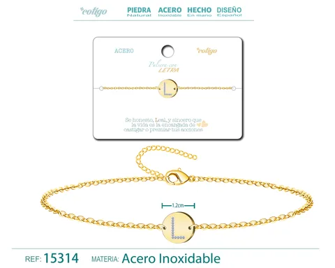 PULSERA LETRA L COLOR DORADO