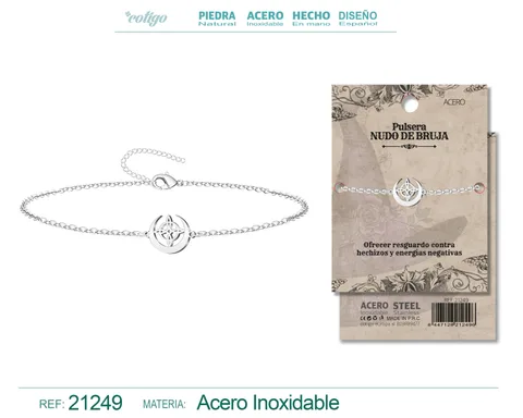 PULSERA NUDO BRUJA ACERO PLATEADO