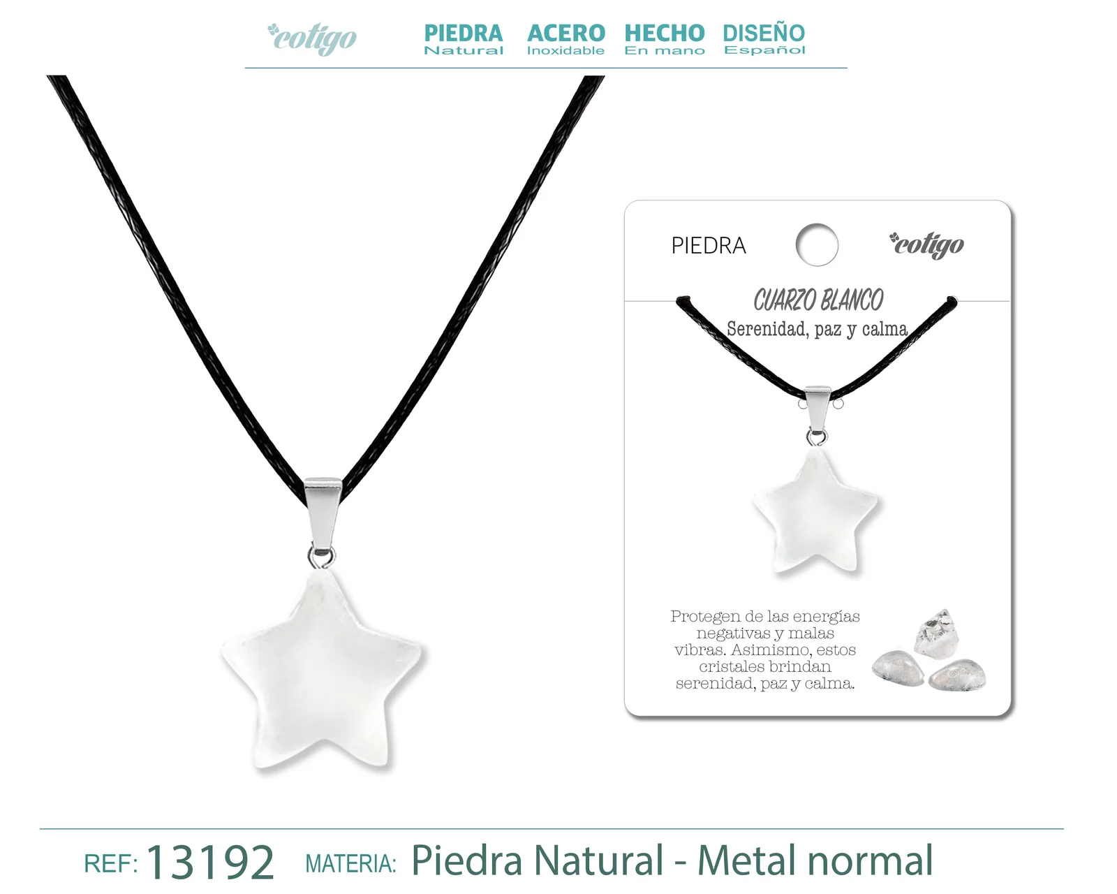 COLGANTE ESTRELLA DE PIEDRA CUARZO BLANCO