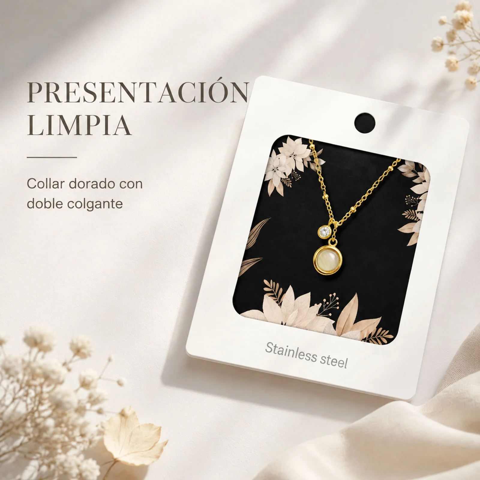 COLLAR ACERO INOXIDABLE CON SOBRE
