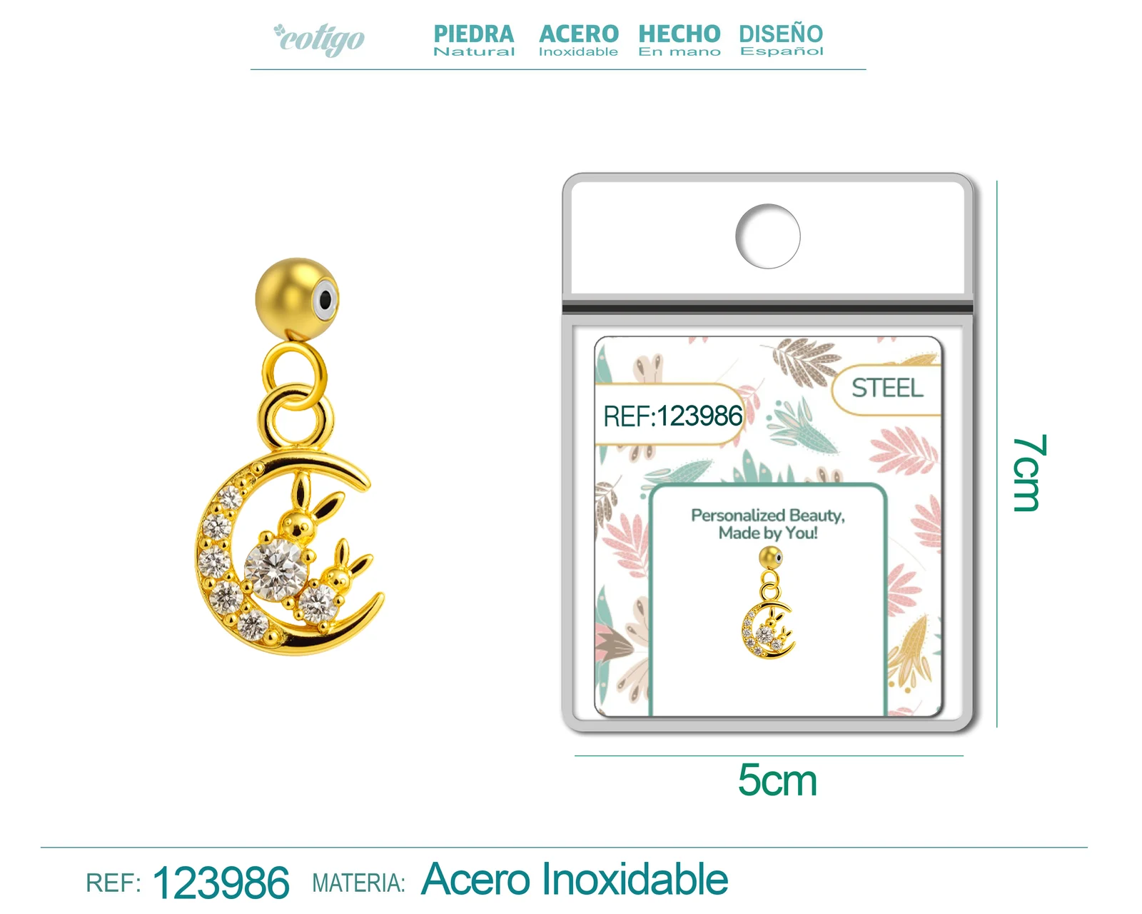 CHARM DE COBRE CHAPADO ORO 14K CON CIRCONITA-CON BOLA DE GOMA