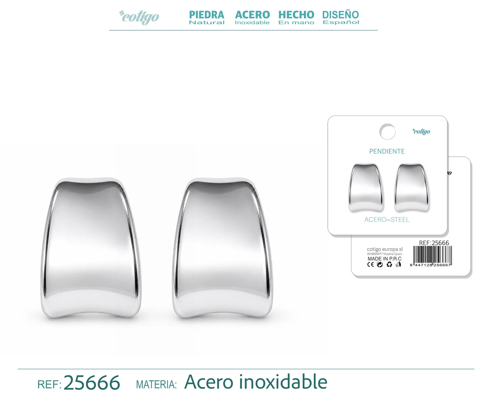 Pendiente Acero Inoxidable color Plateado