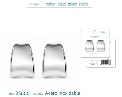 Pendiente Acero Inoxidable color Plateado