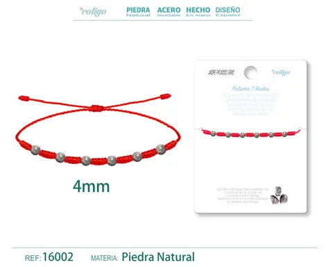 PULSERA 7 NUDOS CON  JASPE PICASSO GRIS 4MM