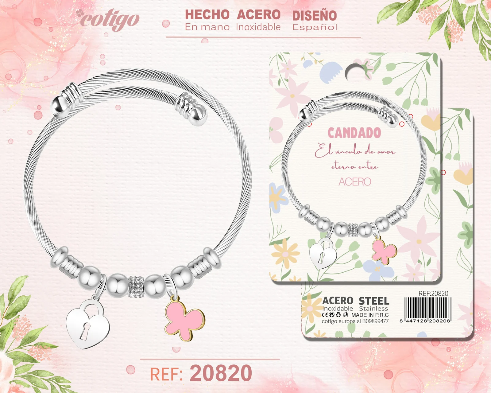 BRAZALETE ACERO CON: CANDADO