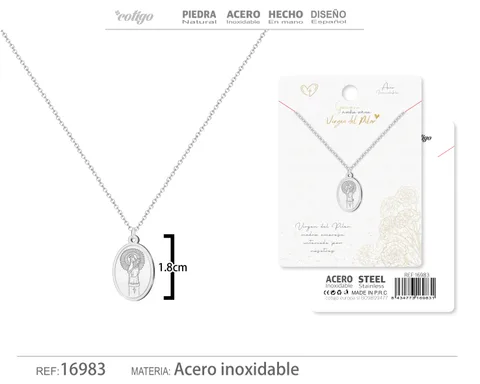 COLLAR VIRGEN DE PILAR ACERO PLATEADO