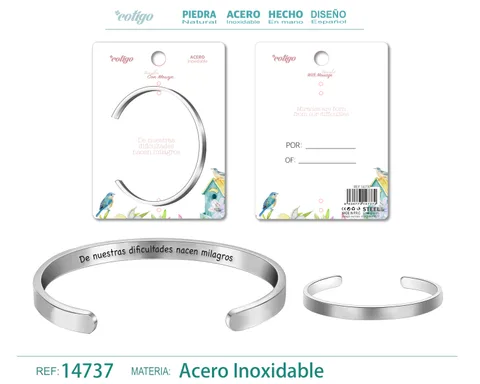 BRAZALETE ACERO CON MENSAJE ESPAÑOL