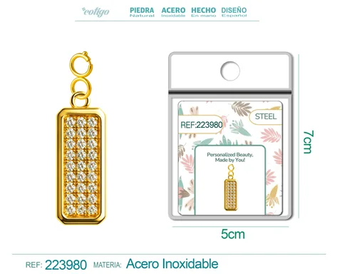 CHARM DE COBRE CHAPADO A ORO 14K CON CIRCONITA-CON CIERRE