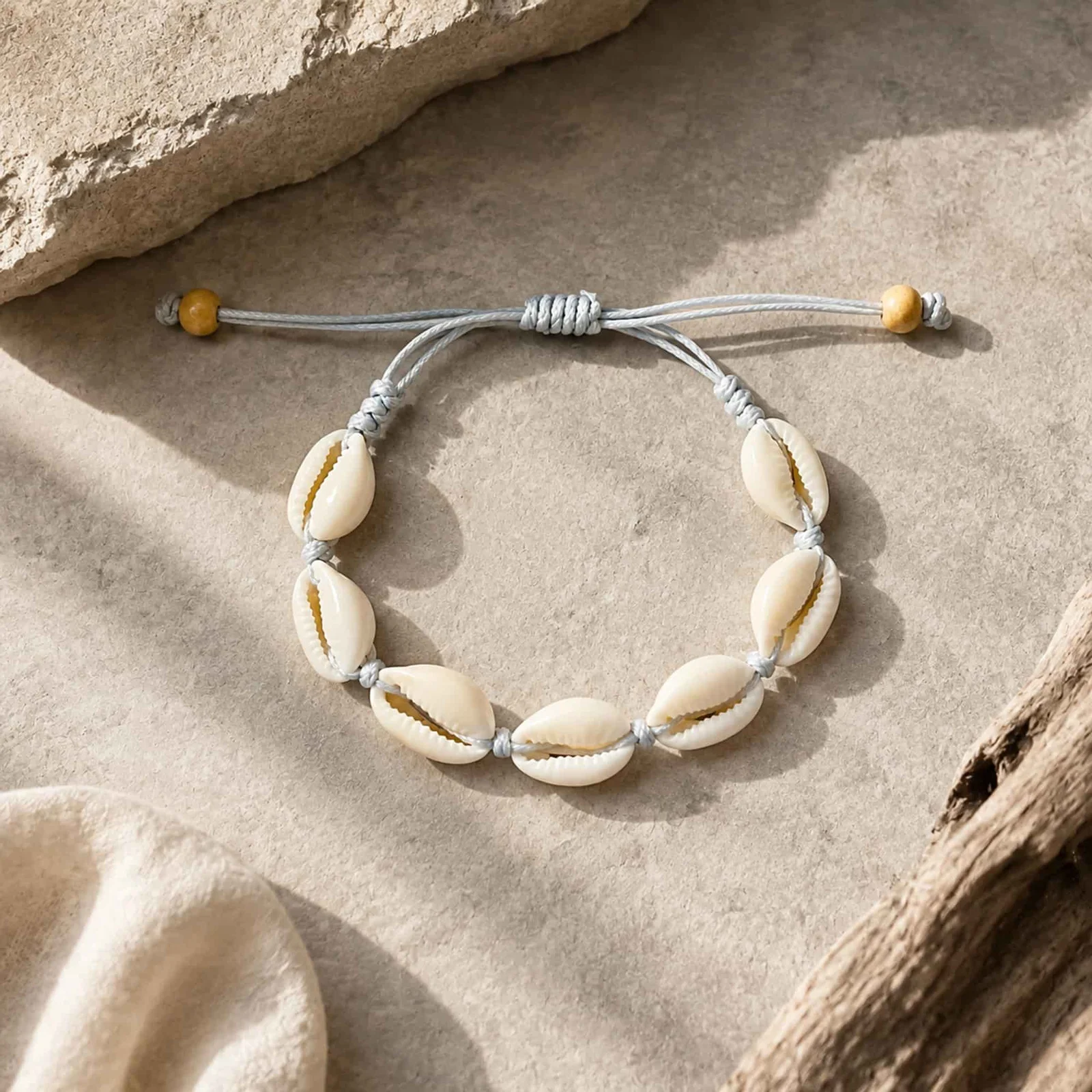 PULSERA HILO ENCERADO DE CONCHA