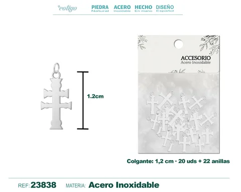 COLGANTE CRUZ CARAVACA ACERO COLOR PLATEADO - 20PCS/BOLSA