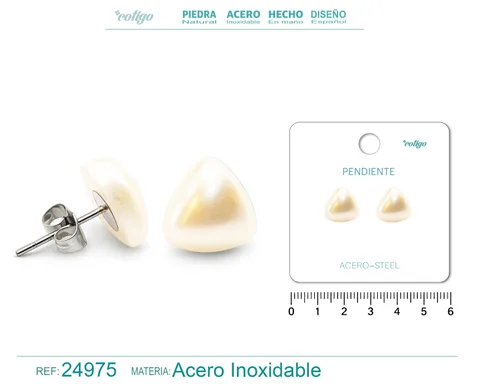 PENDIENTE DE PERLA CON ACCESORIO ACERO
