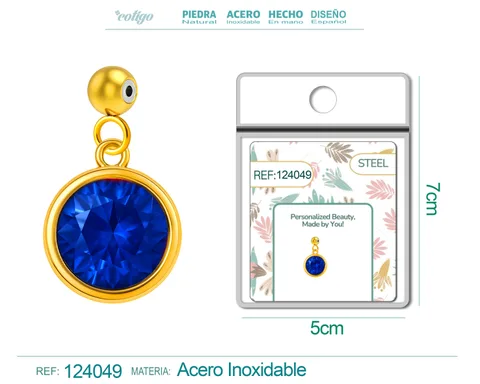CHARM ACERO DORADO CON PIEDRA NACIMIENTO DE SEPTIEMPRE-CON BOLA DE GOMA