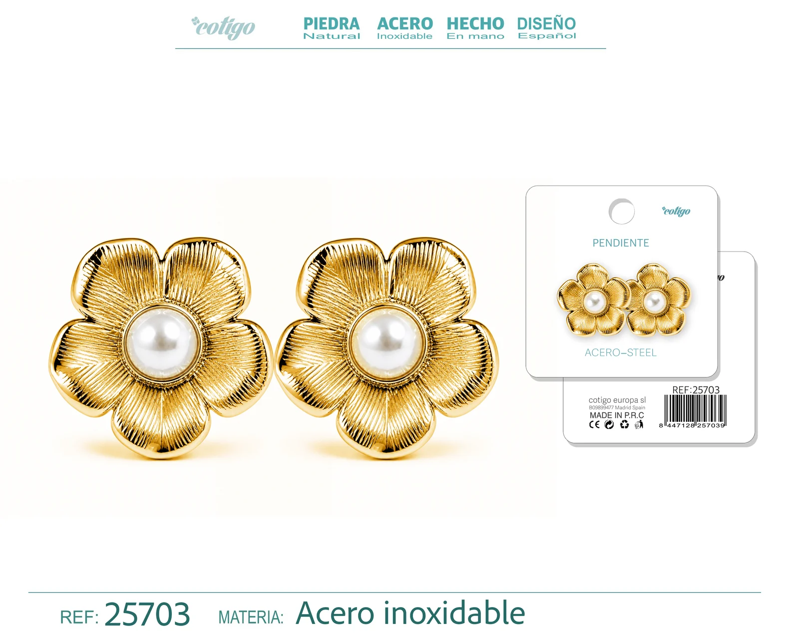 Pendiente Acero Inoxidable color Dorado
