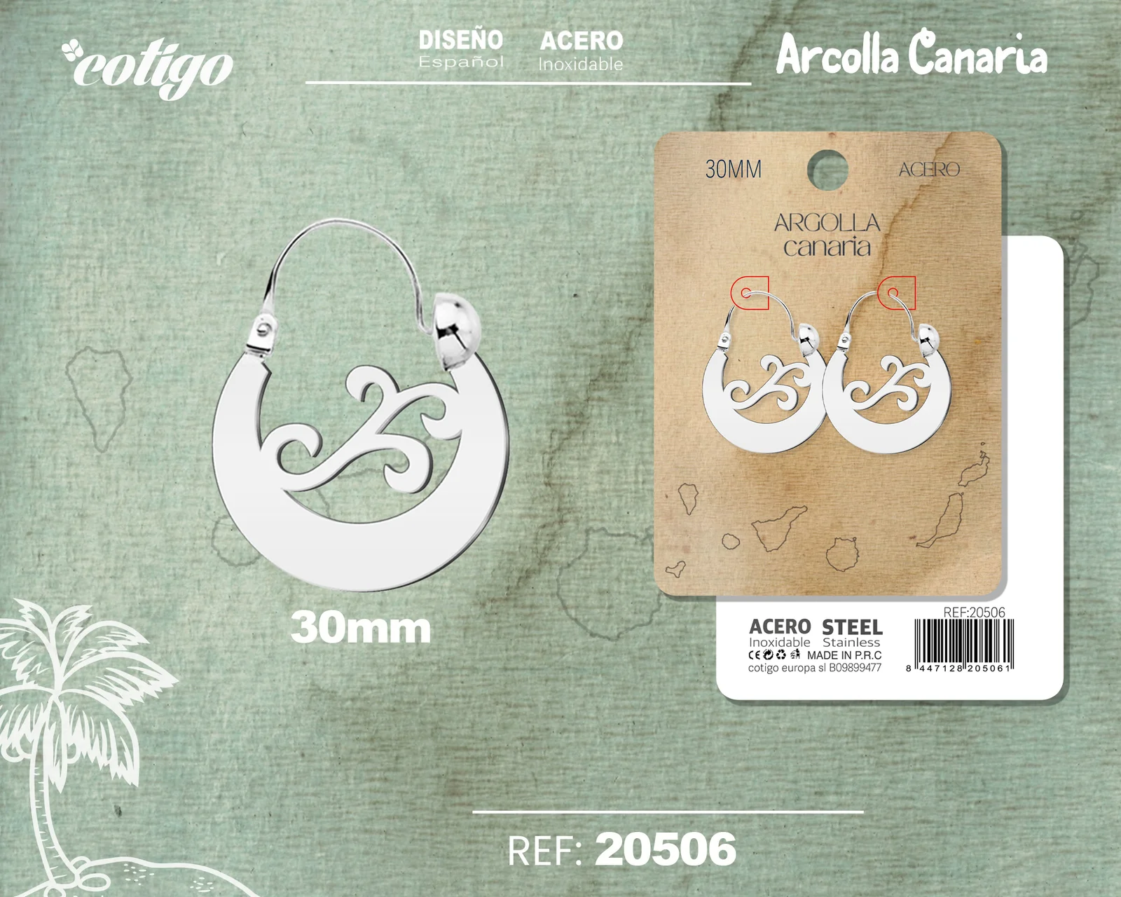 ARGOLLA CANARIA 30MM ACERO COLOR PLATEADO