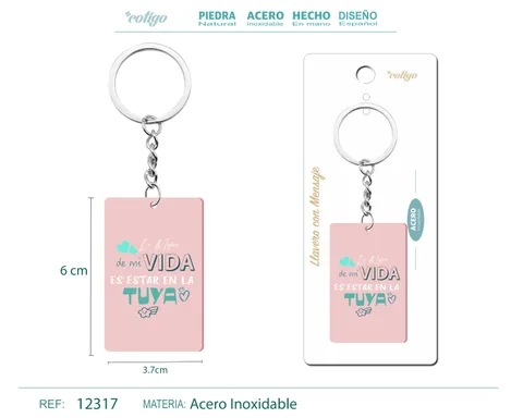 LLAVERO MENSAJE COLORES CON ACCESORIO ACERO