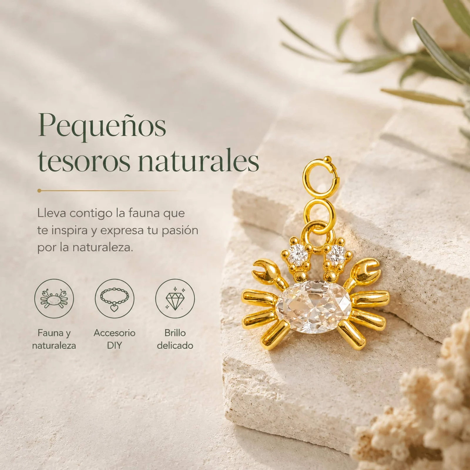 CHARM DE COBRE CHAPADO A ORO 14K CON CIRCONITA-CON CIERRE