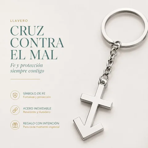 LLAVERO DE CRUZ CONTRA EL MAL ACERO