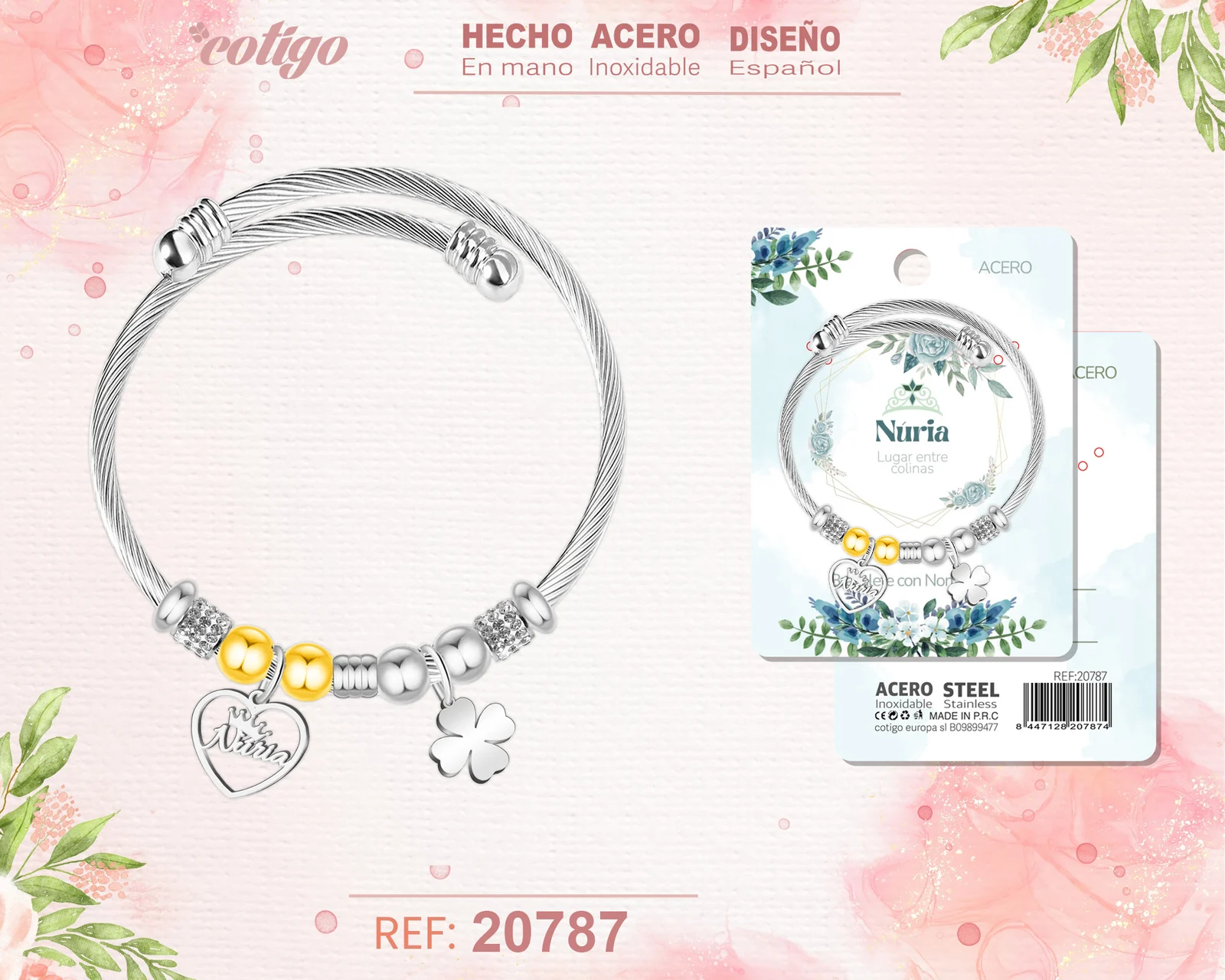 BRAZALERTE ACERO CON NOMBRE:NÚRIA