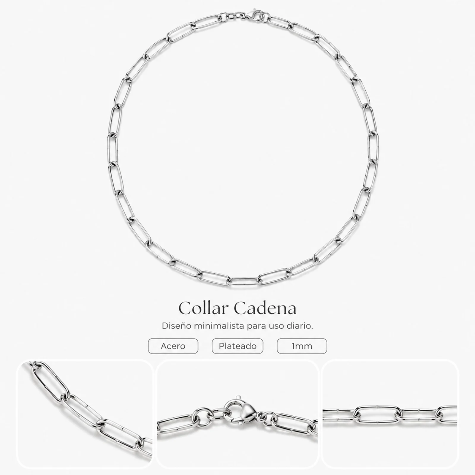 COLLAR DE CADENA ACERO PLATEADO