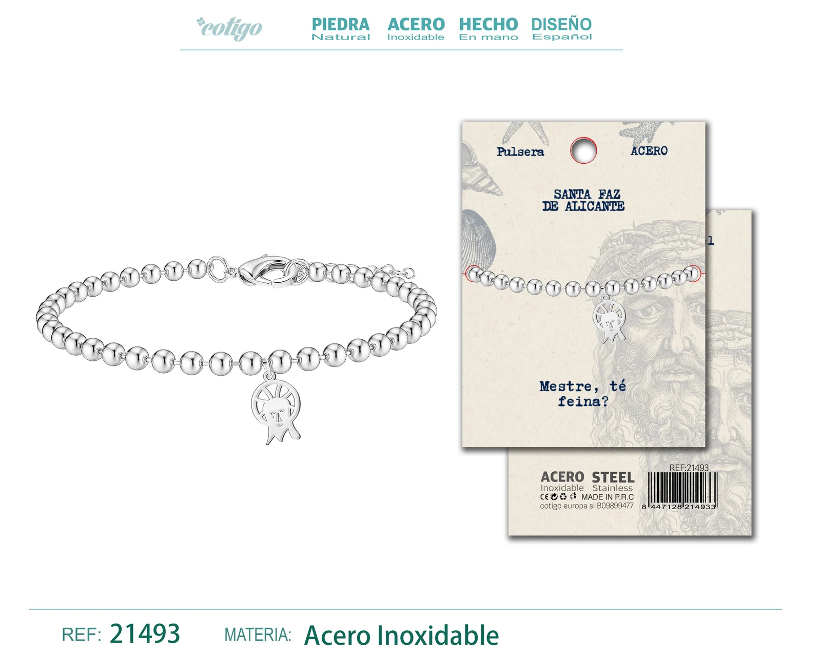 PULSERA SANTA FAZ DE ALICANTE ACERO PLATEADO