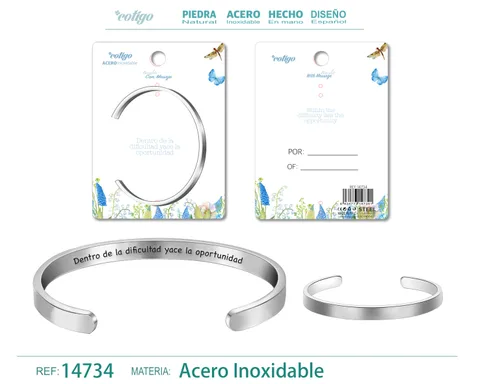 BRAZALETE ACERO CON MENSAJE ESPAÑOL