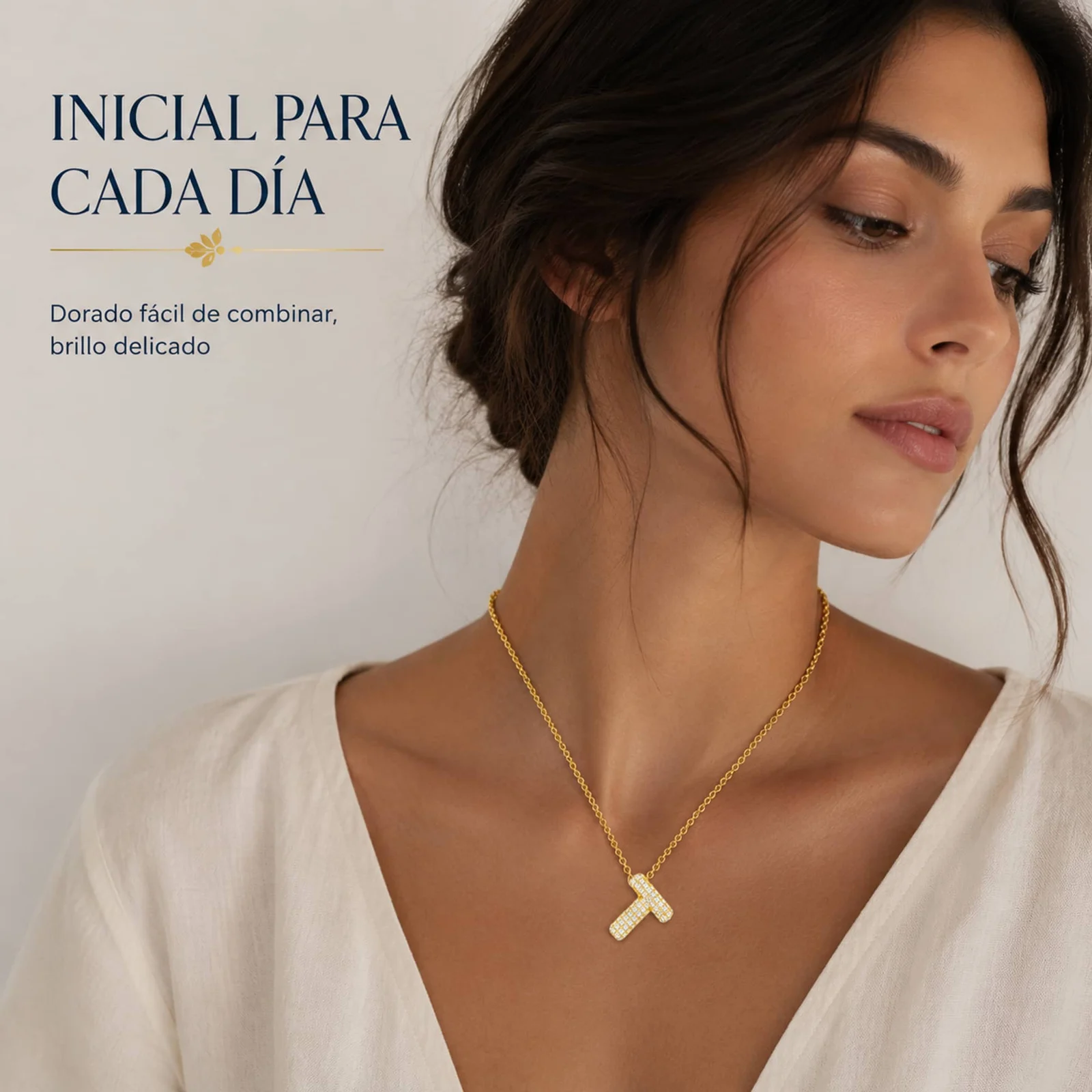 COLLAR LETRA T CON CIRCONITA  ACERO COLOR DORADO