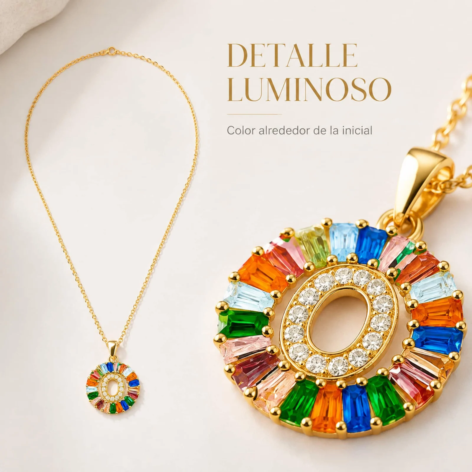 COLGANTE LETRA O CHAPADO ORO 14K CON CIRCONITA