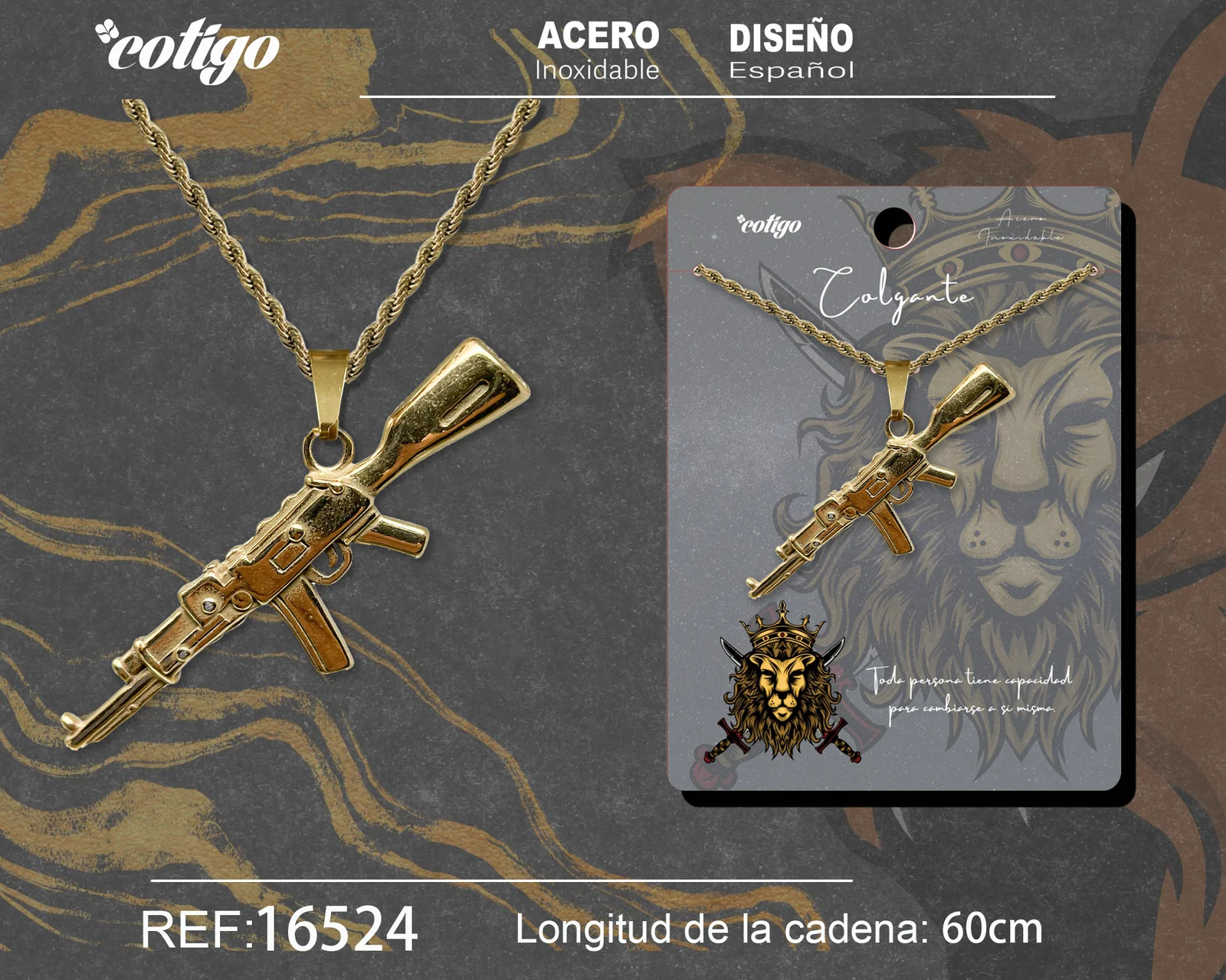 COLGANE HOMBRE ACERO COLOR DORADO