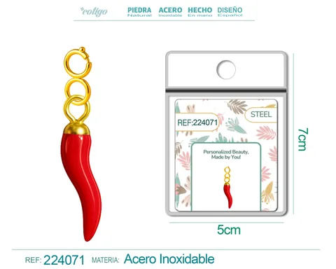 CHARM ACERO DORADO CHAPADO ORO 14 K-CON CIERRE