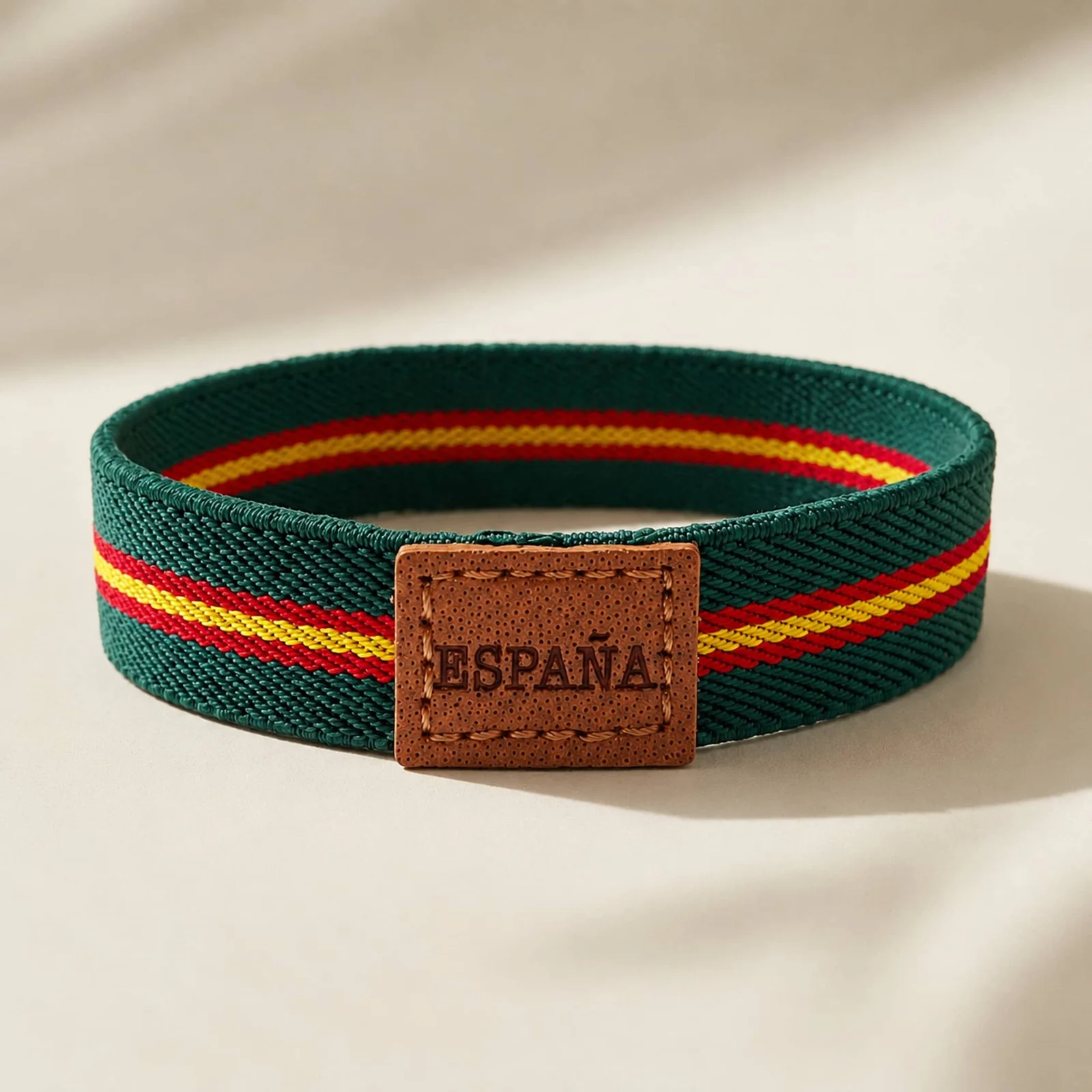 PULSERA ESPAÑA ELÁSTICO ANCHO 1.5CM VERDE