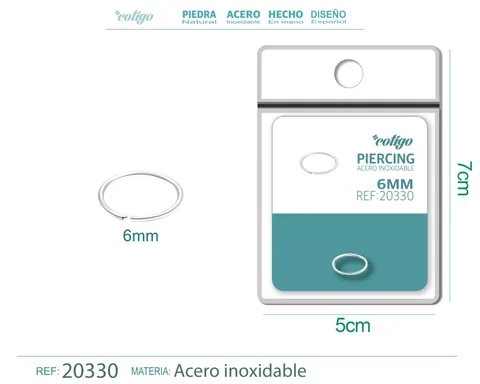 PIRERCING ACERO ANTIALERGICO COLOR PLATEADO