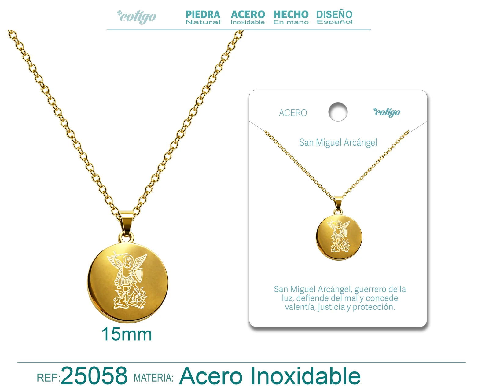 COLGANTE SAN MIQUEL DE ARCANGEL ACERO COLOR DORADO