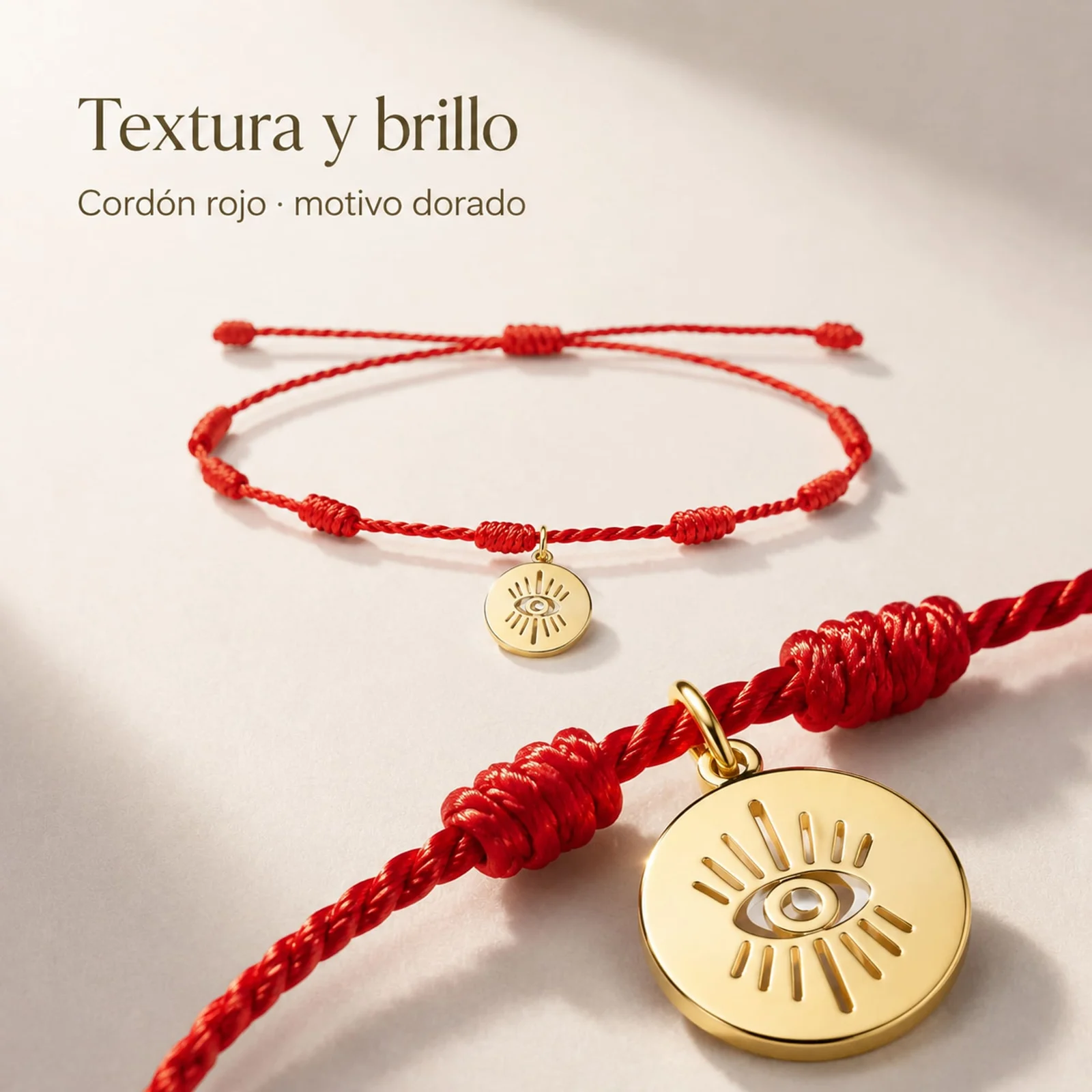 PULSERA 7 NUDOS CON OJO TURCO COLOR DORADO