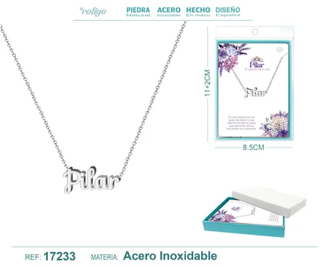 COLLAR PILAR ACERO COLOR PLATEADO