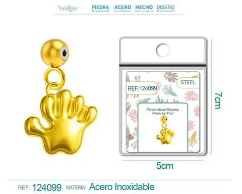 CHARM ACERO DORADO CHAPADO ORO 14 K-CON BOLA DE GOMA