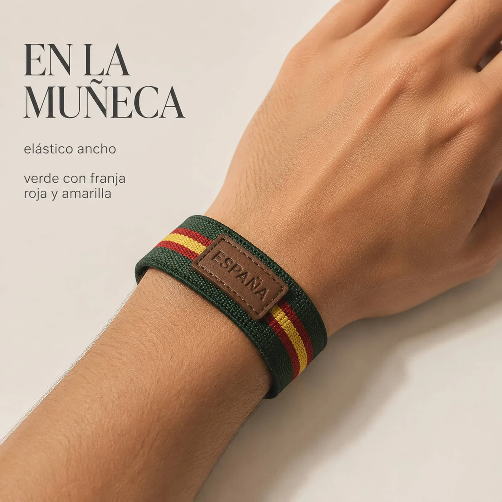 PULSERA ESPAÑA ELÁSTICO ANCHO 1.5CM VERDE