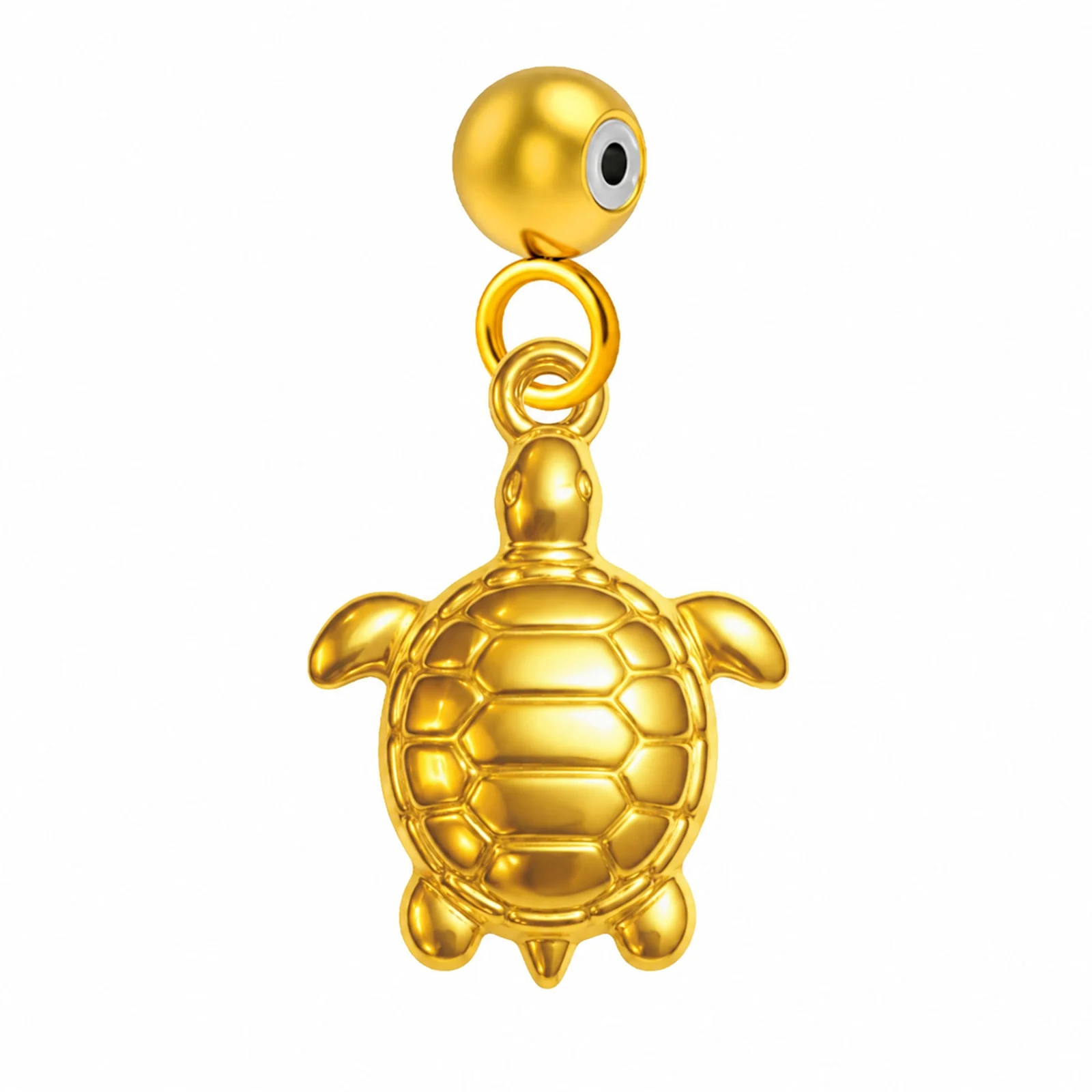 CHARM ACERO DORADO CHAPADO ORO 14 K-CON BOLA DE GOMA